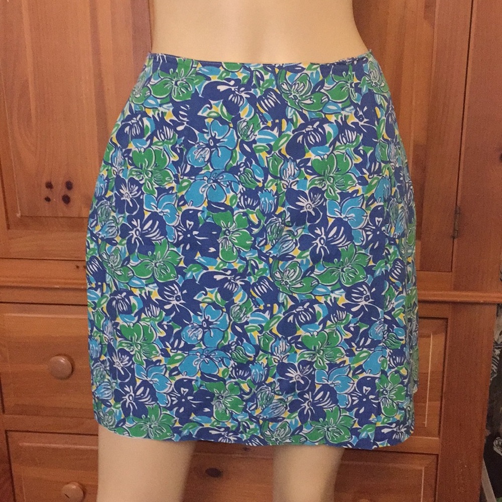 Vintage Lilly Pulitzer Blue, Green Tropical Skirt
